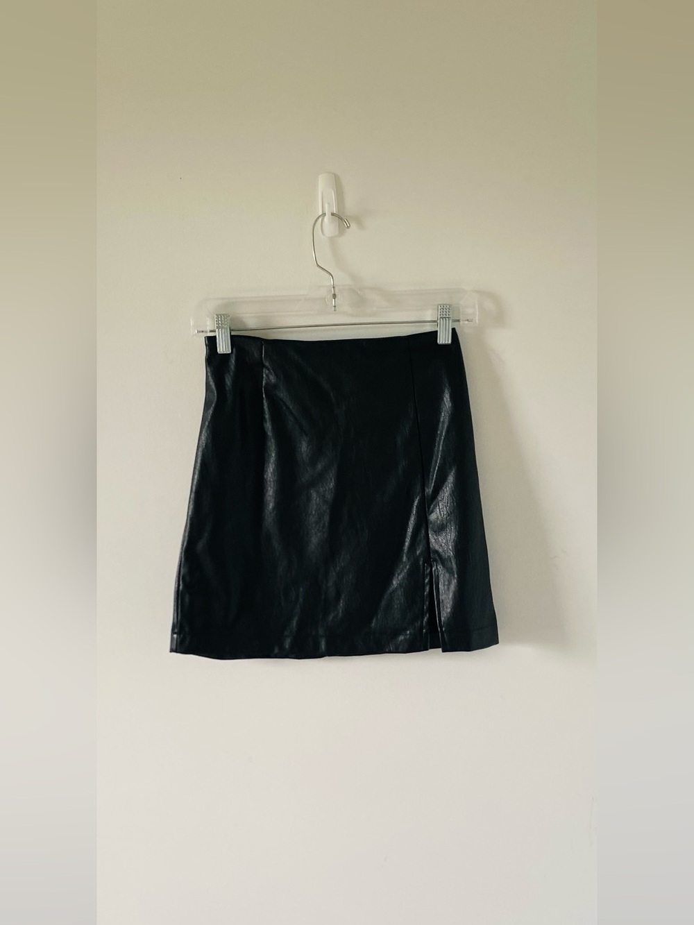 Women’s Black Faux Leather Mini Skirt Size 2 Moto Whimsigoth Grunge Bikercore